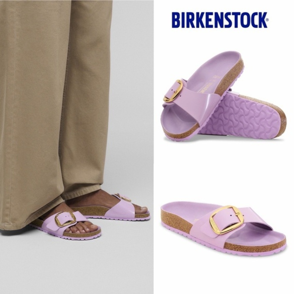 Birkenstock Madrid Big Buckle Purple Gold Slide Sandals EU 41 US 10 NWT $155
